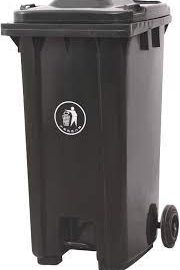 Distinctive waste bin 240 liters with cover and pedal with stainless steel shaft against breakage