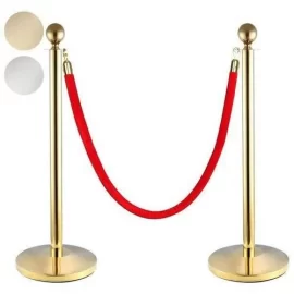 Luxury Golden Polished Glossy Stainless Steel Velvet Rope Queue Manager, For Hotel